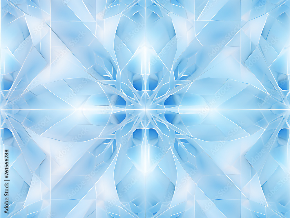 Kaleidoscopic Blue Geometry. AI Generation. Kaleidoscopic Blue Geometry. AI Generation.