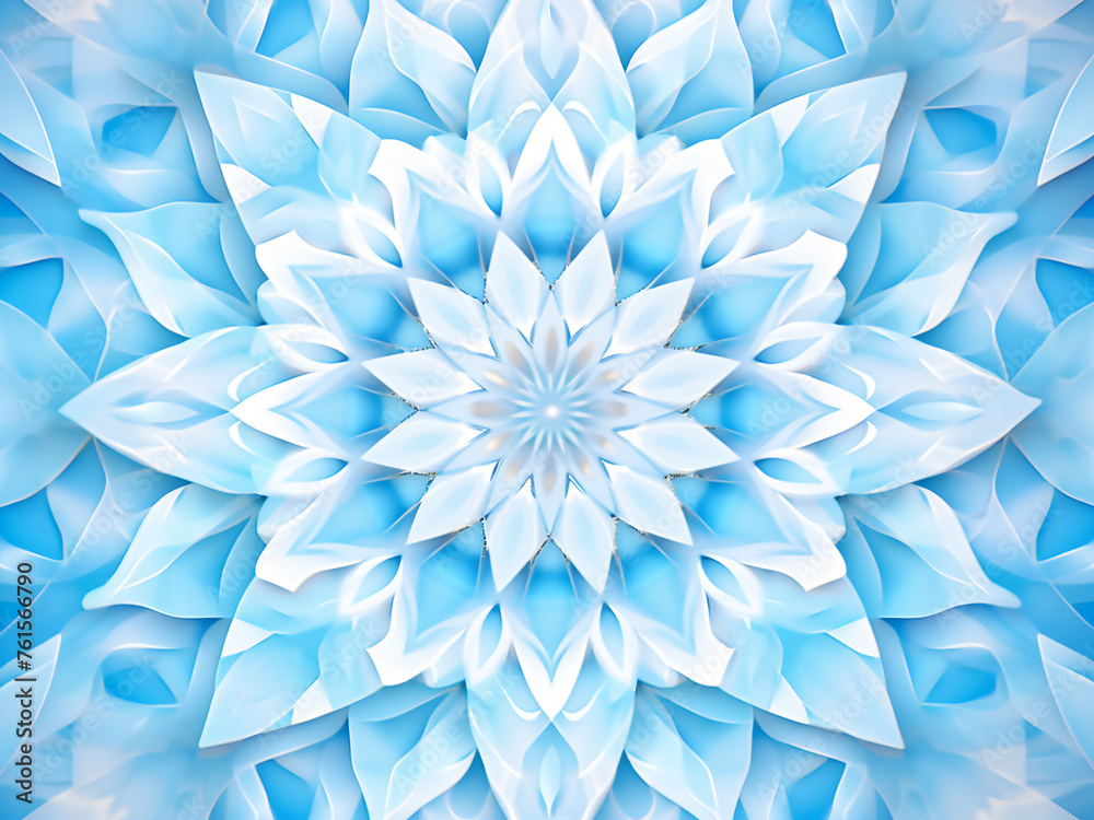 Abstract Kaleidoscopic Image in Blue. AI Generation. Abstract Kaleidoscopic Image in Blue. AI Generation.
