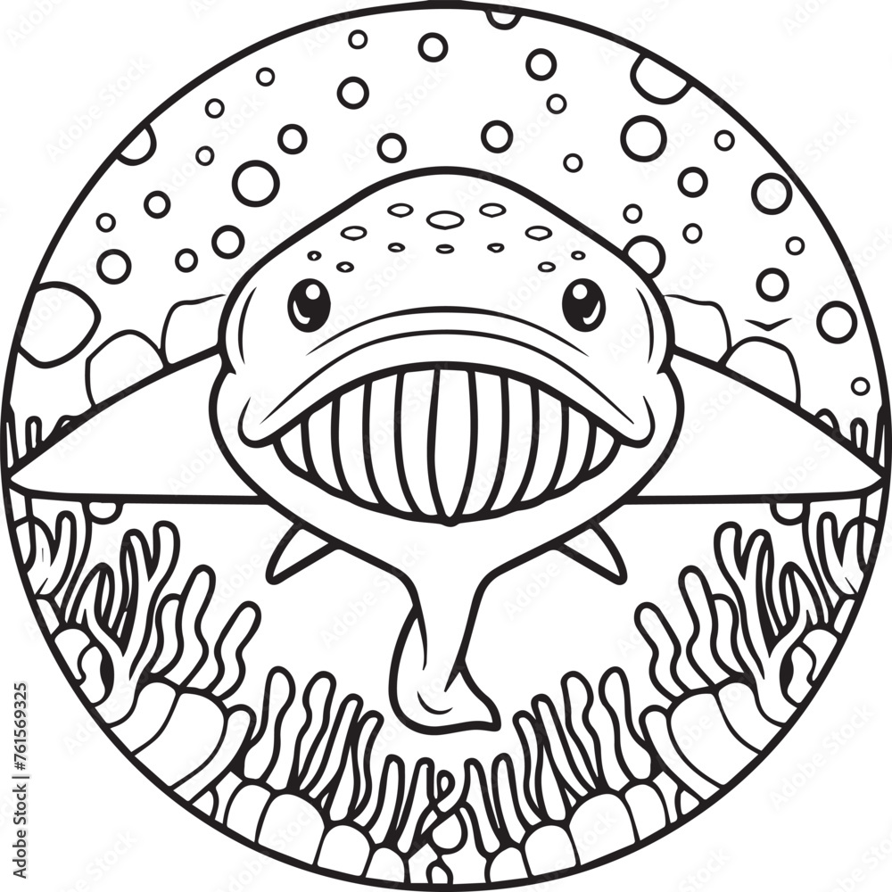 Whale Shark coloring pages. Whale Shark outline for coloring book Stock