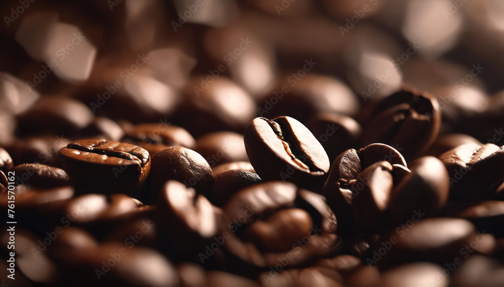 Naklejka premium Eleganza del Caffè- Close-Up Dettagliato di Chicchi di Caffè