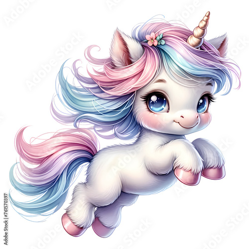 Cute unicorn Watercolor clipart.