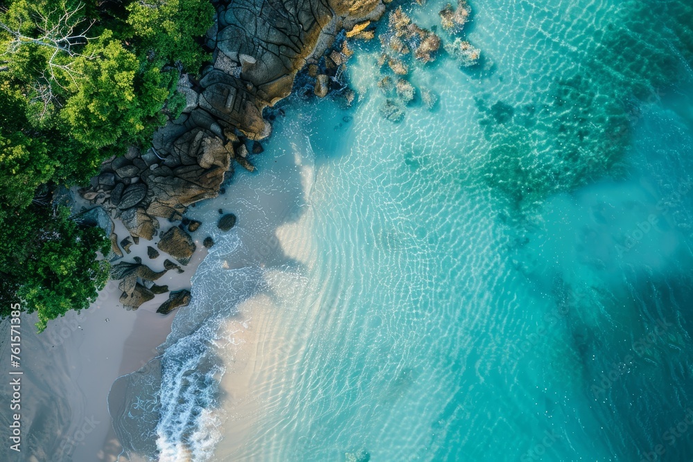 Aerial View of Crystal Clear Beachscape