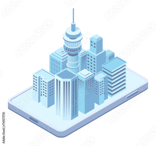 isometric modern city skyline