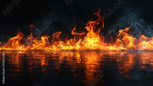 Intense Flames Rising Against a Dark Background, Capturing the Essence of Fire