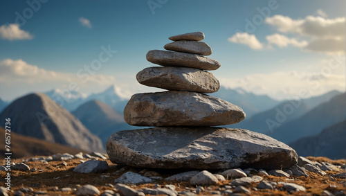 Balanced Podium with a Rock Cairn for promote Cosmetic Concept