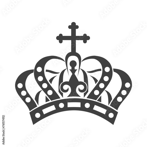 Luxury Classic Black Crown King or Queen Silhouette. Vector Image
