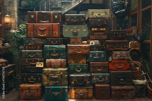 Vintage Suitcases: A collection of vintage suitcases arranged in an artistic and wanderlust-inducing display.