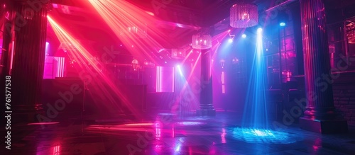 Colorful Nightclub Lights Radiating Vibrant Atmosphere © Sittichok