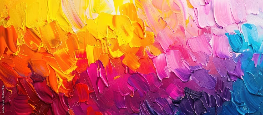 Vibrant Color Study with Palette Knife Oil Painting Technique on Canvas - Abstract Art Backdrop
