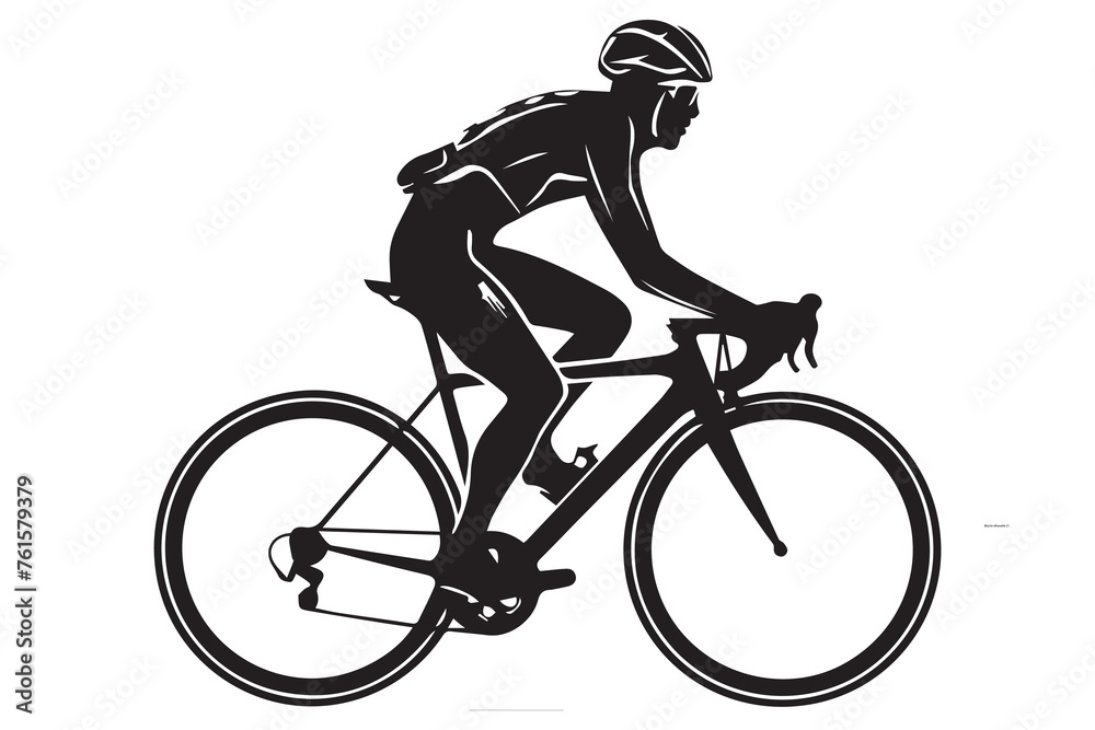 Obraz premium Male bicyclist riding a bicycle vector silhouette isolated on white background