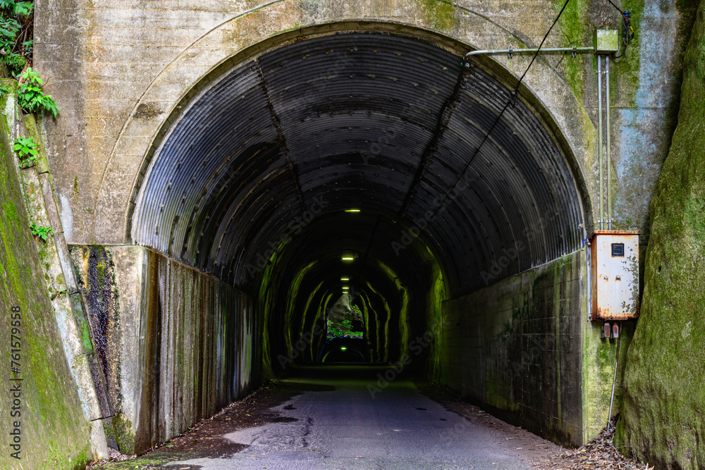 山道の細い道とトンネル