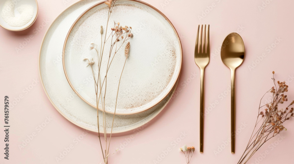 plate with cutlery, table setting