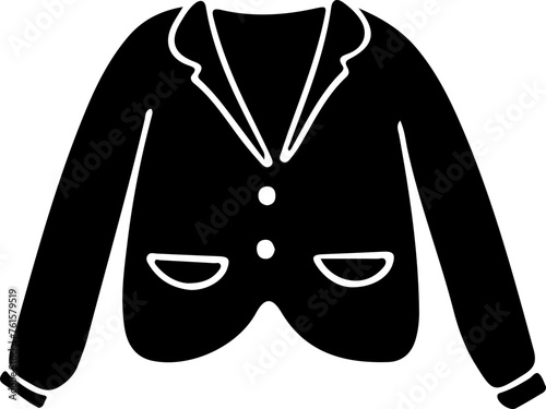 Black Silhouette of a Classic Blazer Ideal for Corporate Fashion Illustrations