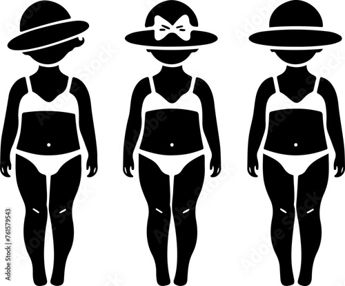 Vintage Women's Swimwear Silhouettes - Ideal for Historical Fashion and Summer Themes