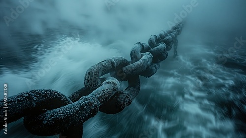 Chain and anchor in the atmosphere of a thunderstorm and dark clouds