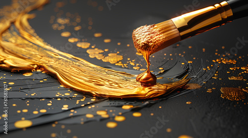 A Golden Brushstroke on a Black Canvas
