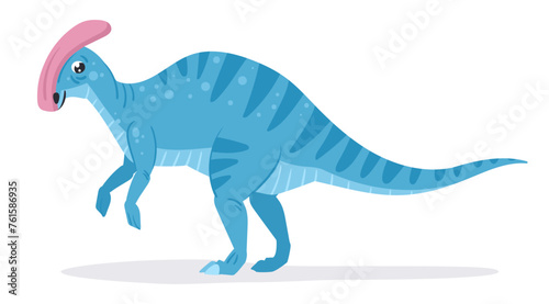 Parasaurolophus dinosaur. Cartoon parasaurolophus dino  large plant-eating ancient reptile flat vector illustration. Parasaurolophus dinosaur on white