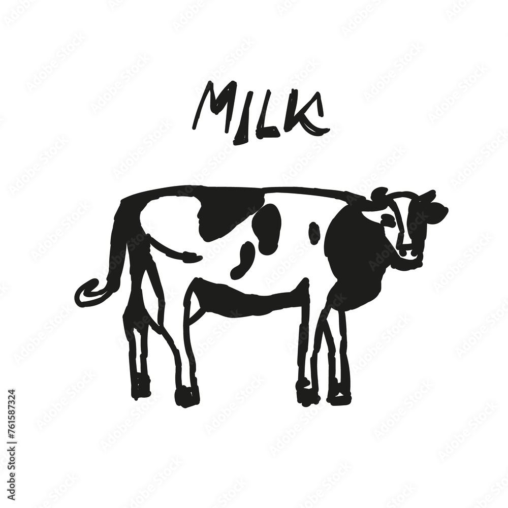 Obraz premium Hand drawn sketches of cows. number of livestock. livestock animal grazing. vector illustration