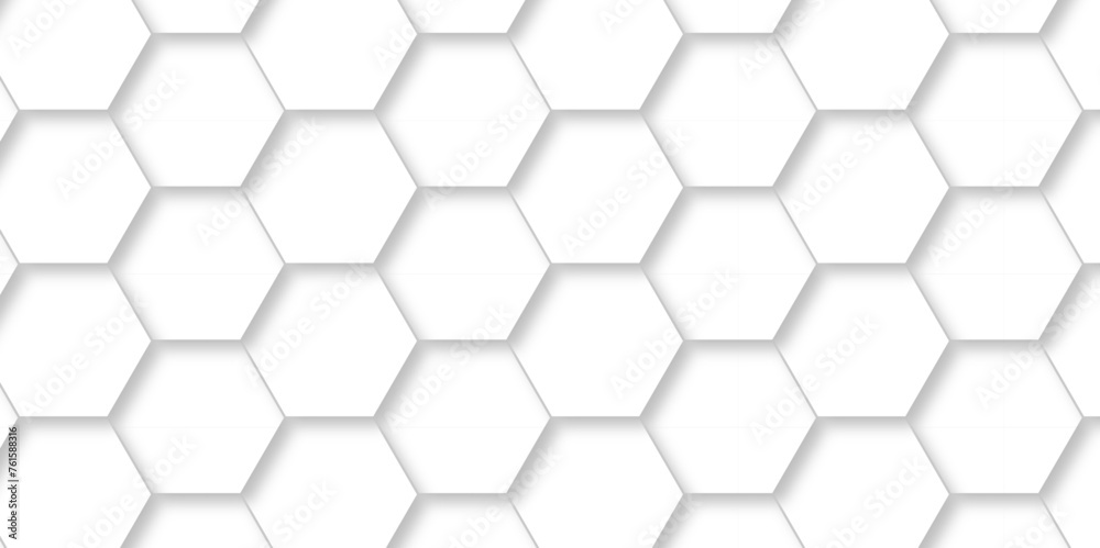 Abstract 3d background with hexagons pattern with hexagonal white and gray technology line paper background. Hexagonal vector grid tile and mosaic structure mess cell. white and gray hexagon. Abstract 3d background with hexagons pattern with hexagonal white and gray technology line paper background. Hexagonal vector grid tile and mosaic structure mess cell. white and gray hexagon.