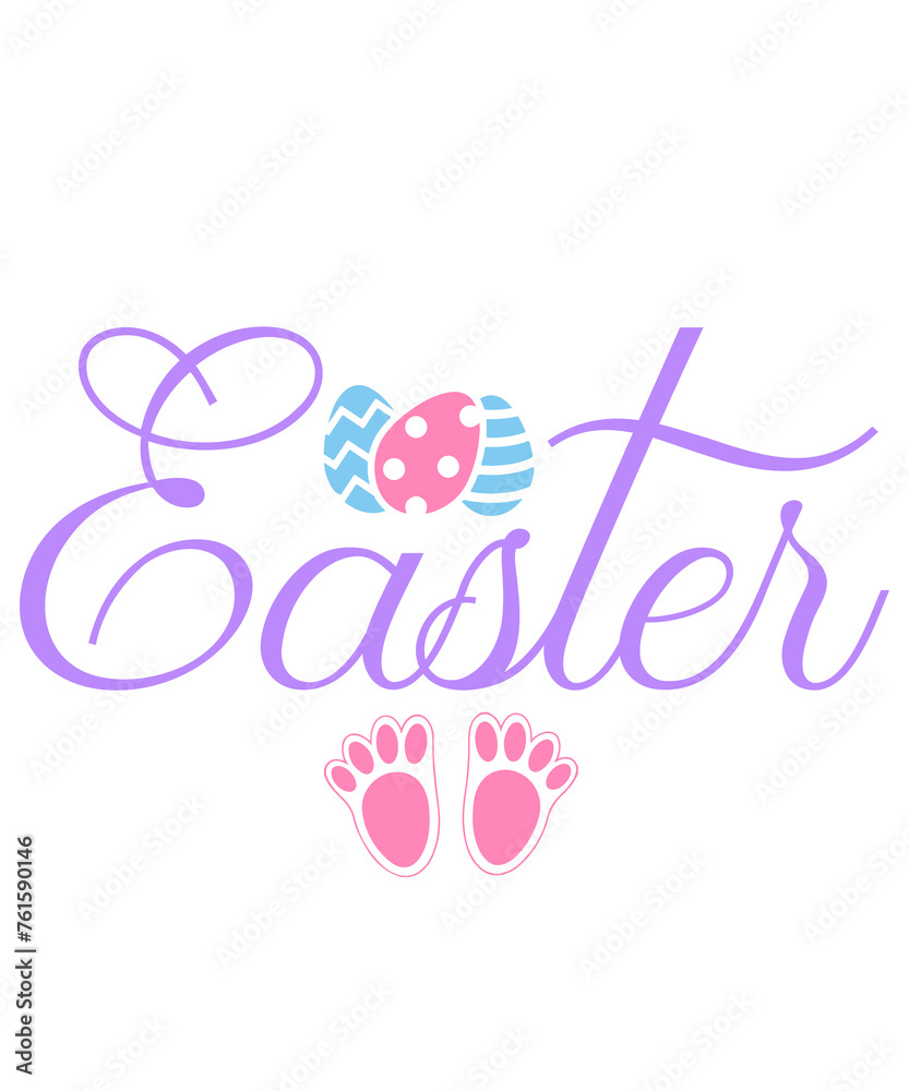 Easter typography clip art design on plain white transparent isolated background for card, shirt, hoodie, sweatshirt, apparel, tag, mug, icon, poster or badge