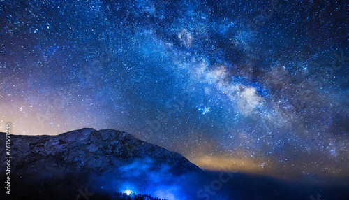 Abstract blue galaxy sky. Beautiful stars. Planetary nebula. Space background. Cosmos and universe © hardvicore