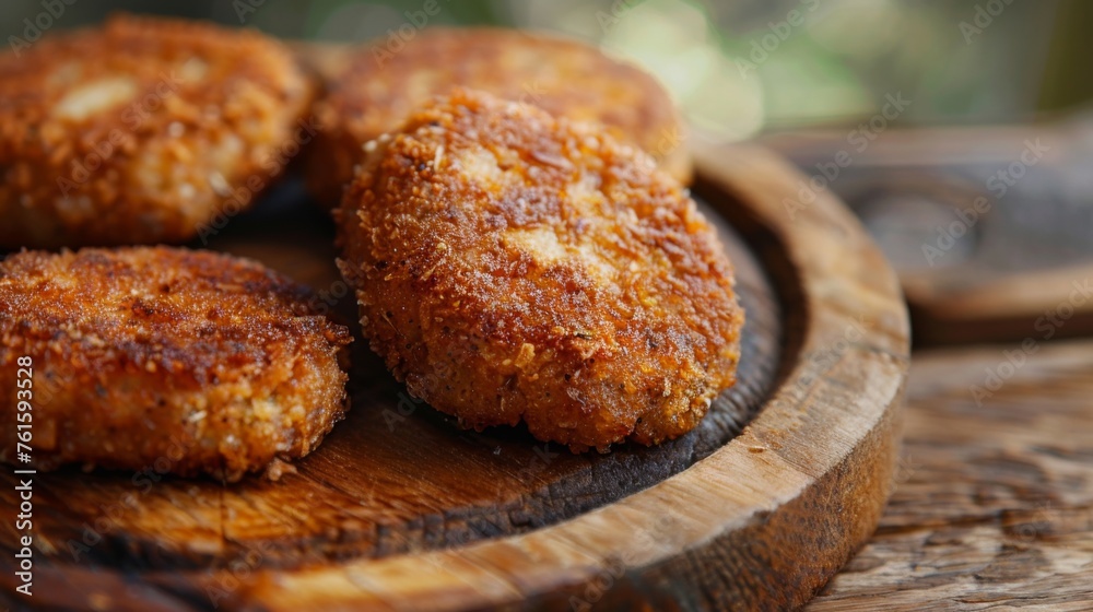 the cutlets are brown and crispy round fried cutlets the cutlets are brown and crispy round fried cutlets
