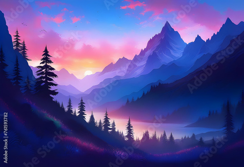 Silhouette Mountains Background, Silhouette, Mountains, Landscape, Nature, Hills, Range, Scenery, Outdoors, AI Generated