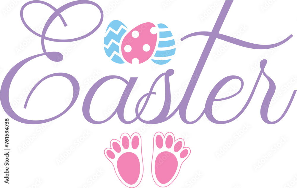 Easter typography clip art design on plain white transparent isolated background for card, shirt, hoodie, sweatshirt, apparel, tag, mug, icon, poster or badge