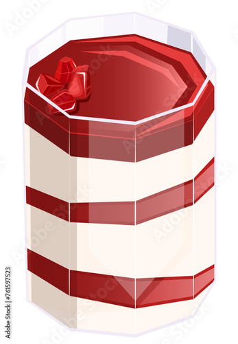 Layered Pomegranate Panna Cotta - Italian Dessert Illustration