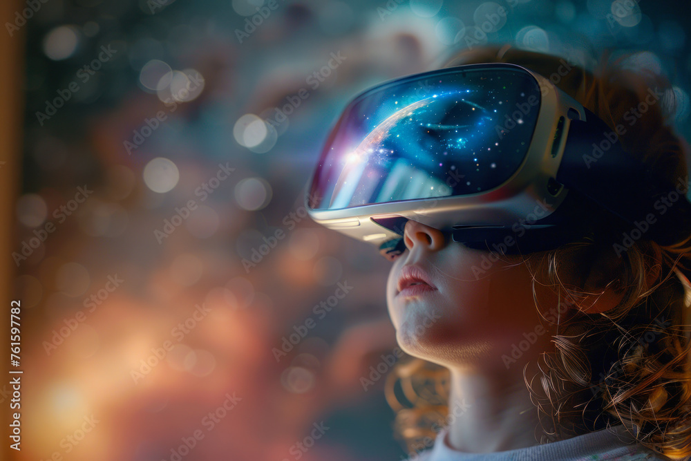 Little Girl Astonished by VR Cosmos. Little Girl Astonished by VR Cosmos.