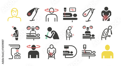 Cholecystitis line icon Infographics. Vector signs for web graphics.