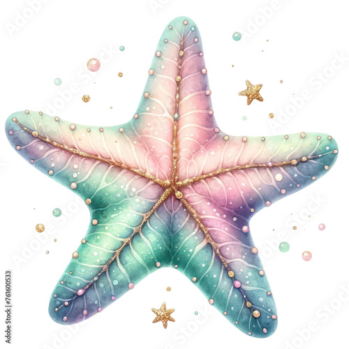 watercolor starfish , starfish in watercolor technique on a white isolated background photo