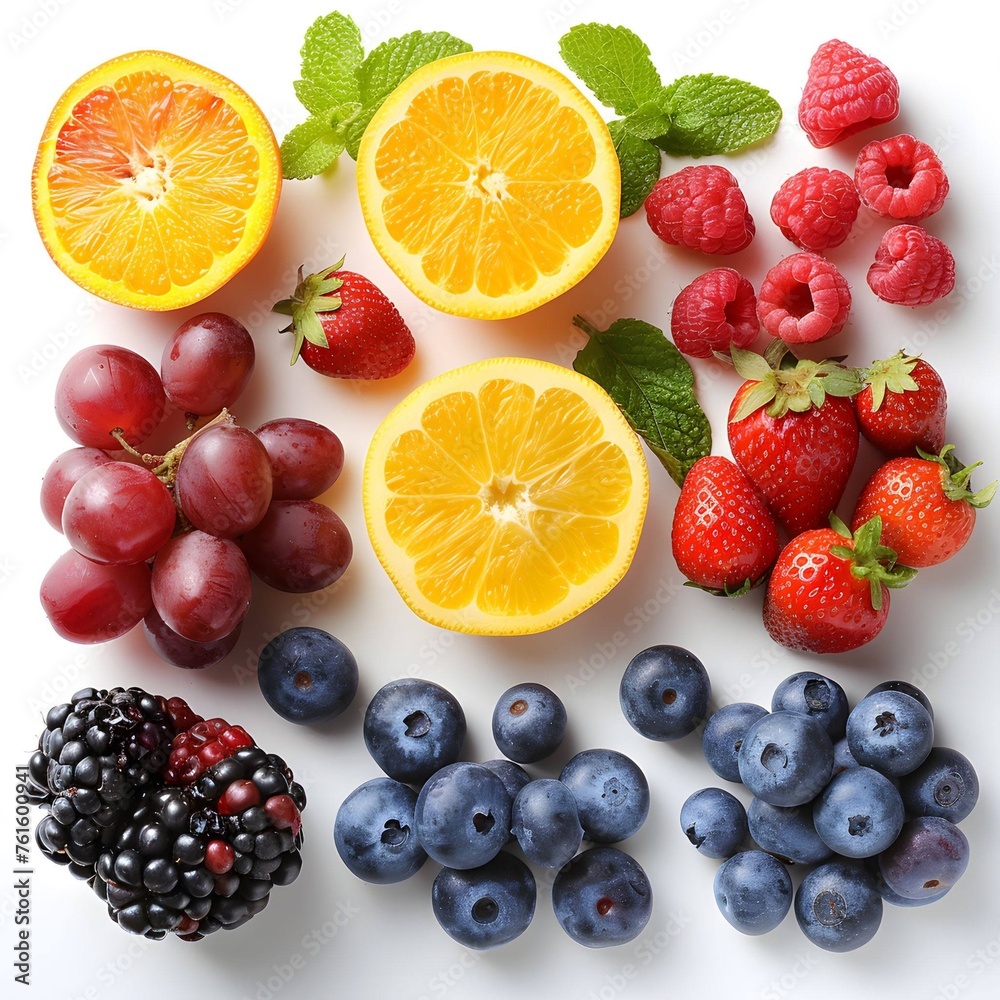 Colorful fruit spread isolated on white. Colorful fruit spread isolated on white.