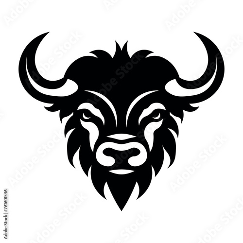 black vector yak head icon on white background