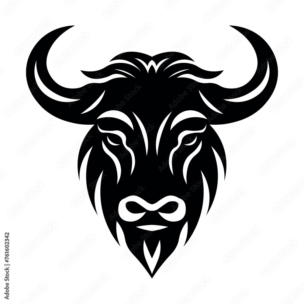 black vector yak head icon on white background