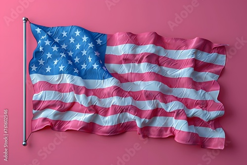 American Flag on Pink Background