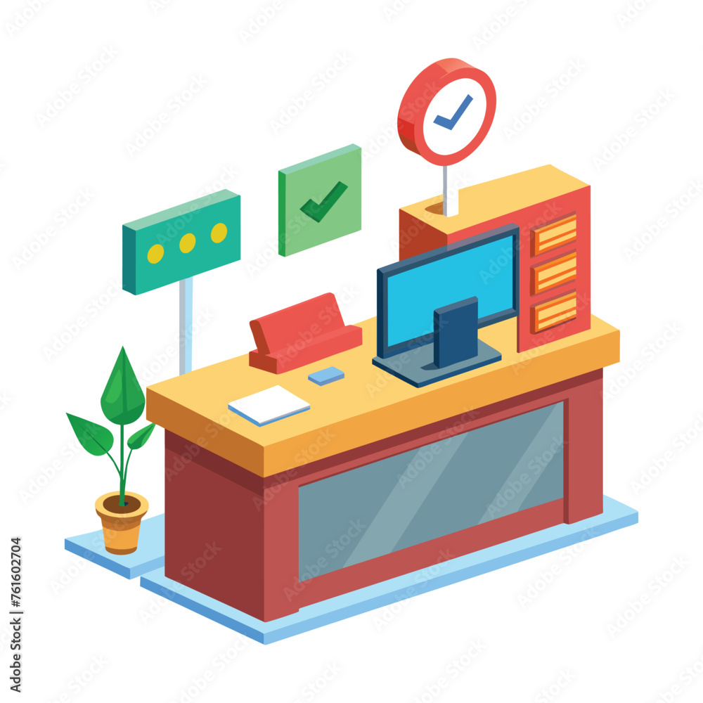 Reception 3d shape isolated vector illustration