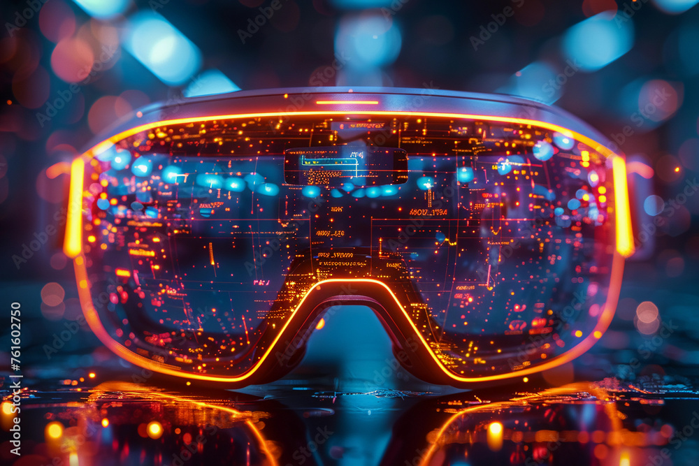 VR/AR googles. smart glasses with futuristic technology background - obrazy, fototapety, plakaty 