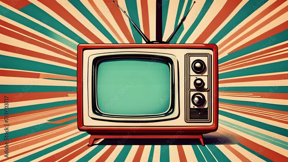 Effetto rumore statico sul vecchio televisore vintage, stanza retrò