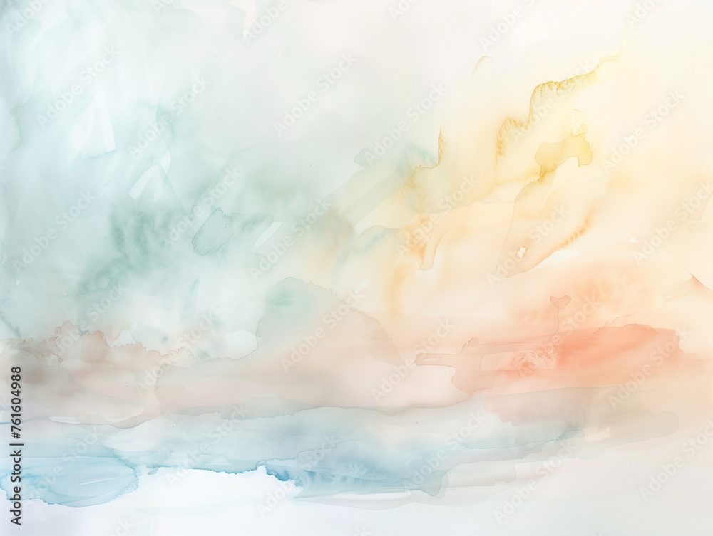 Soothing watercolor wash in pastels, offering serene minimalism and ample copy space for messaging, evoking tranquility