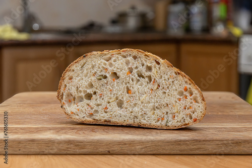 a sliced loaf of fresh bread