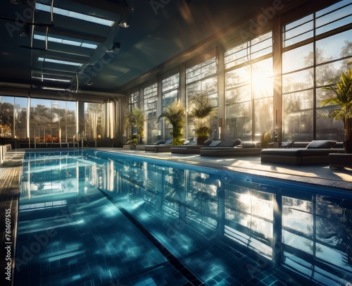 Beautiful swimming pool indoors