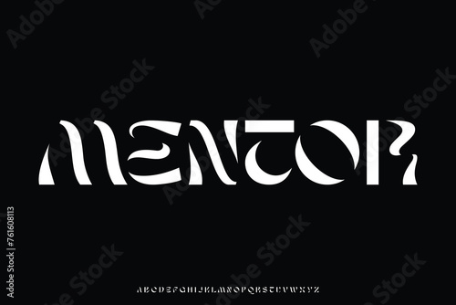 Abstract decorative stencil type alphabet display font vector. Trend psychedelic typeface