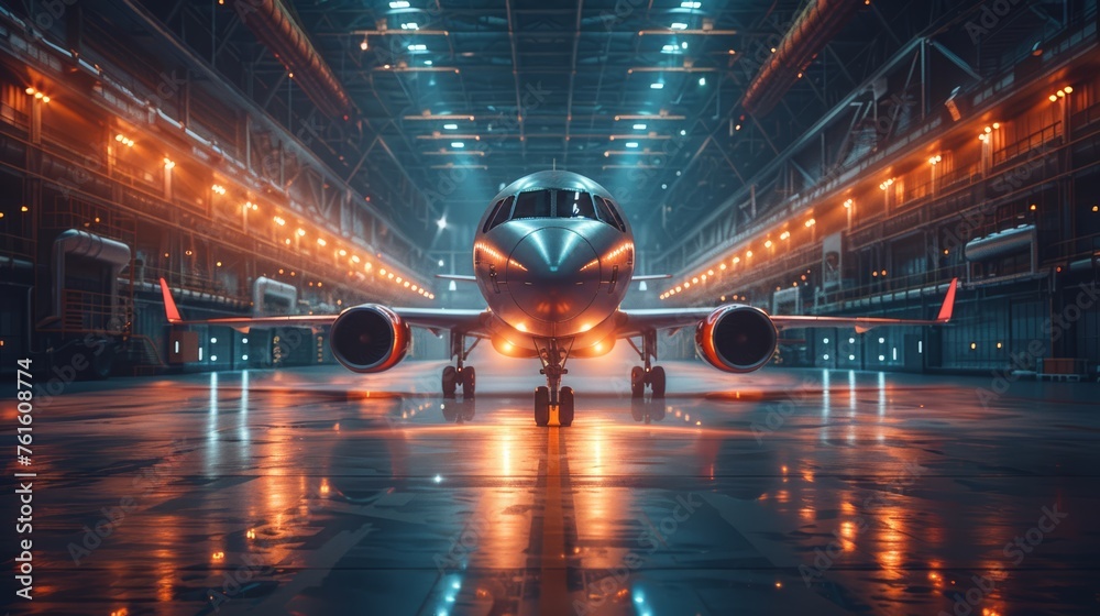 airplane, aircraft, air freight, travel, Large hangar with aircraft manufacturing in progress airplane, aircraft, air freight, travel, Large hangar with aircraft manufacturing in progress