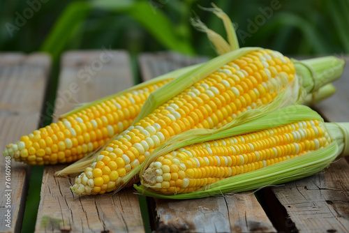 A detailed view of a corn cob in a field.