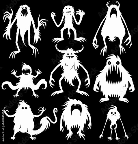 Set Of Monsters Illustration
