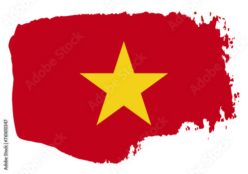 Vietnam flag with palette knife paint brush strokes grunge texture design. Grunge brush stroke effect