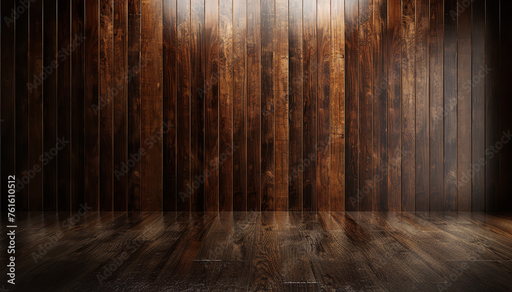 Photograph a sleek and polished dark wood backdrop, ideal for conveying a sense of sophistication and professionalism - obrazy, fototapety, plakaty 