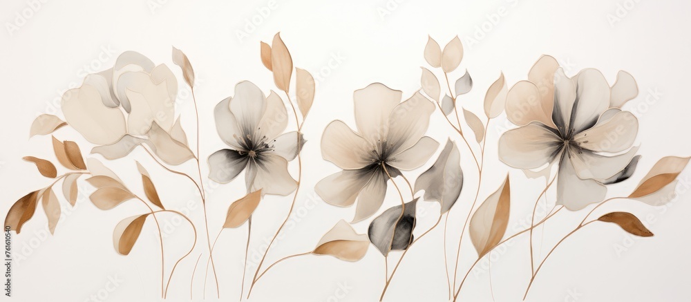 Abstract botanical with minimalist style perfect for art gallery and modern interior design - obrazy, fototapety, plakaty 