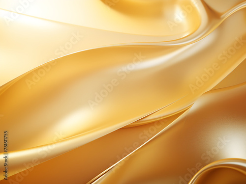 Lustrous gold ribbons in an artistic composition. AI Generation.